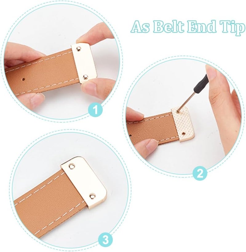 كلاراكو مجموعة من 20 طرفًا معدنيًا لنهايات الأحزمة من كلاركو، أطراف حزام بلونين، غطاء طرف حزام من سبائك معدنية مع براغي وطرف سحاب للخياطة اليدوية، صناعة يدوية، إصلاح حزام المحفظة، نهاية الحزام، عرض 1.26 بوصة - Image 3