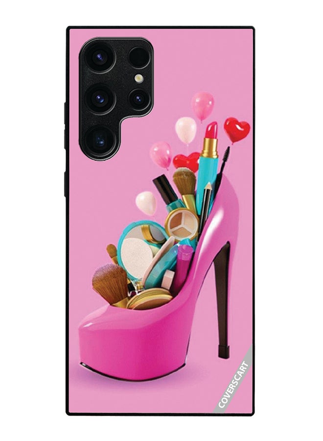 Protective Case Cover For Samsung Galaxy S23 Ultra Barbie Shoe With Makeup Item Design Multicolour