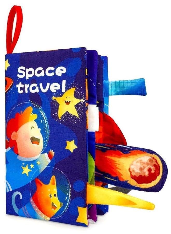 KolorFish Soft Cloth Baby Books | 0-6 Months High Contrast Sensory Baby Toy | 6-12 Months Touch Feel Teething | Travel Essentials Tummy Time for Newborn 1-3 Years Old Early Educational (Space Travel) - Image 1