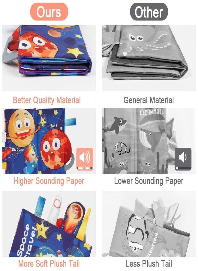 KolorFish Soft Cloth Baby Books | 0-6 Months High Contrast Sensory Baby Toy | 6-12 Months Touch Feel Teething | Travel Essentials Tummy Time for Newborn 1-3 Years Old Early Educational (Space Travel) - Image 4