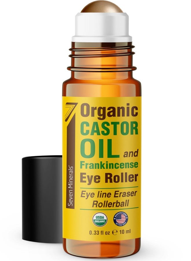 Seven Minerals Organic Castor Oil Roll On Eye Roller for Under Eye Bags, Dark Circles & Wrinkles - Organic Blend of Castor Oil And Frankincense - Brightens, and Revitalizes Skin & Face - 0.33 fl oz - Image 1