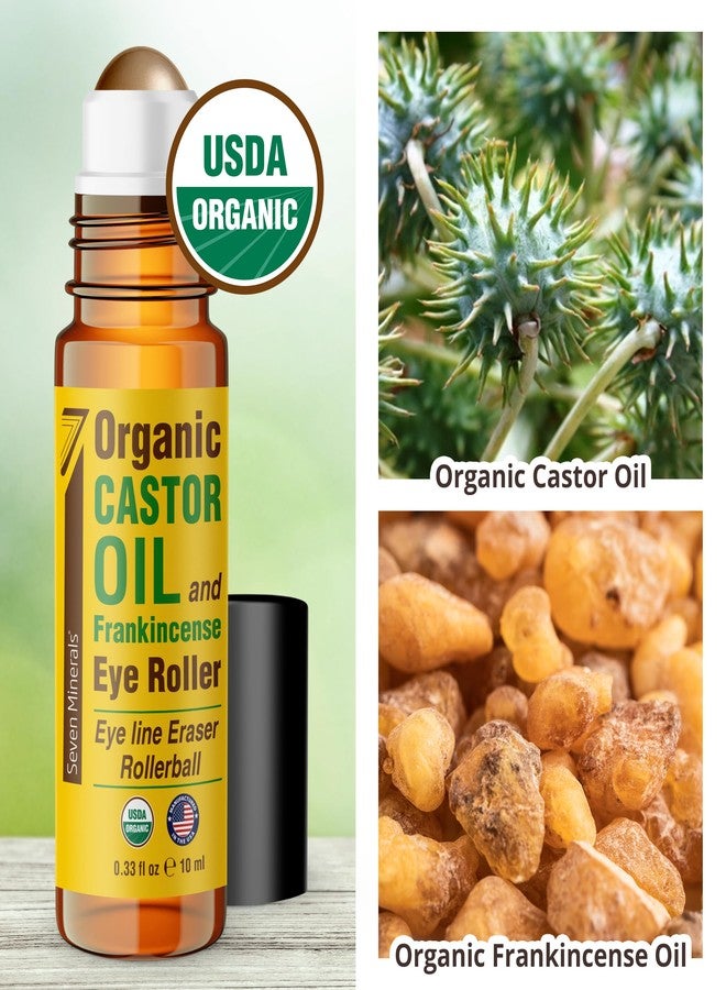 Seven Minerals Organic Castor Oil Roll On Eye Roller for Under Eye Bags, Dark Circles & Wrinkles - Organic Blend of Castor Oil And Frankincense - Brightens, and Revitalizes Skin & Face - 0.33 fl oz - Image 4