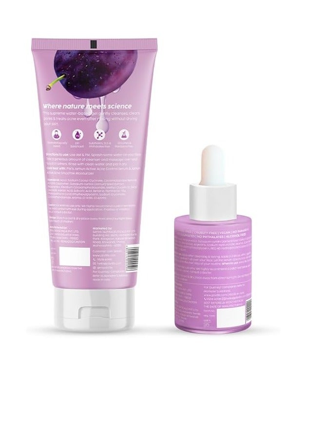 PLIX THE PLANT FIX Jamun Face Wash and Active Acne Serum Combo(100ML + 30ML) For Active Acne & Oil Control, For Breakouts Oily & Acne Prone Skin Women & Men - Image 2