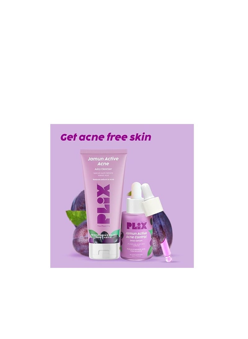 PLIX THE PLANT FIX Jamun Face Wash and Active Acne Serum Combo(100ML + 30ML) For Active Acne & Oil Control, For Breakouts Oily & Acne Prone Skin Women & Men - Image 4