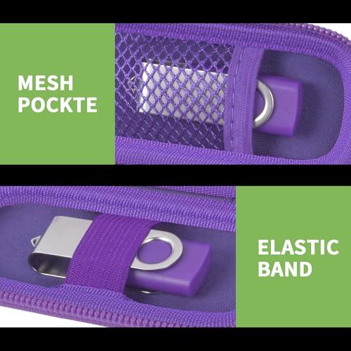 ALKOO USB Flash Drive Case, SD Card Holder Compatible with Thumb Drive, Memory Cards, SDXC SDHC Storage Bag, Electronic Accessories Organizer for SanDisk for Samsung for Inland (Purple) - Image 4