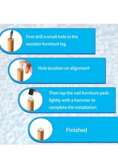 Y&D 300 Pcs Nail in Furniture Sliders, 18mm Glides for Hardwood Floors, Chair Leg Floor Protectors Nylon Sliders Chairs Sofa Table, White  - Image 4