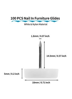 Y&D 300 Pcs Nail in Furniture Sliders, 18mm Glides for Hardwood Floors, Chair Leg Floor Protectors Nylon Sliders Chairs Sofa Table, White  - Image 5