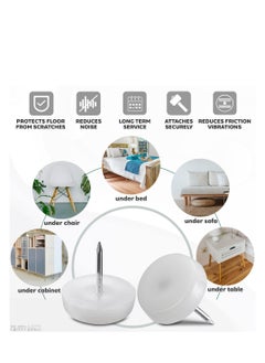 Y&D 300 Pcs Nail in Furniture Sliders, 18mm Glides for Hardwood Floors, Chair Leg Floor Protectors Nylon Sliders Chairs Sofa Table, White  - Image 3