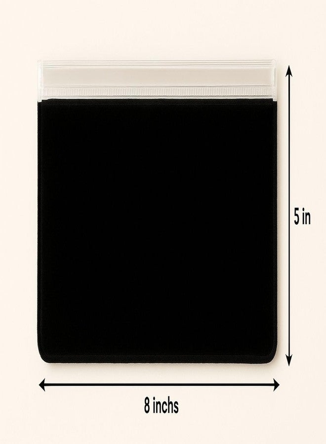 Nibbler Jewellery Organiser Pouch 15 Piece (21x13 cm), One Side Clear and Velvet from Inside Zip Lock Pouch Storage Care for Earring, Ring, Stone, Necklace Box (15, Black Velvet) - Image 2