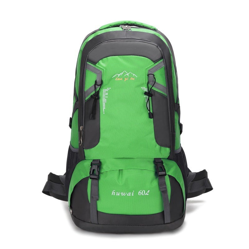 Generic 60L Large Capacity Outdoor Mountaineering Bag Water-repellent Nylon Travel Bag Couples Shoulder Leisure Sports Travel Backpack Green 