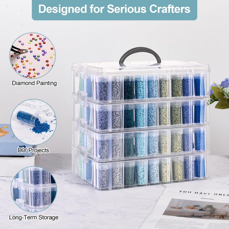 MERATIA Diamond Painting Storage Container, 4-Tier Bead Organizer Box with 200 Slots, Stackable Crafts Organizers for DIY Diamond Art Accessories Craft Jewelry Bead Storage - Image 2
