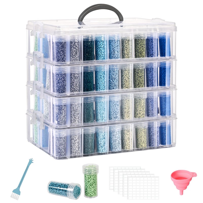 MERATIA Diamond Painting Storage Container, 4-Tier Bead Organizer Box with 200 Slots, Stackable Crafts Organizers for DIY Diamond Art Accessories Craft Jewelry Bead Storage - Image 1