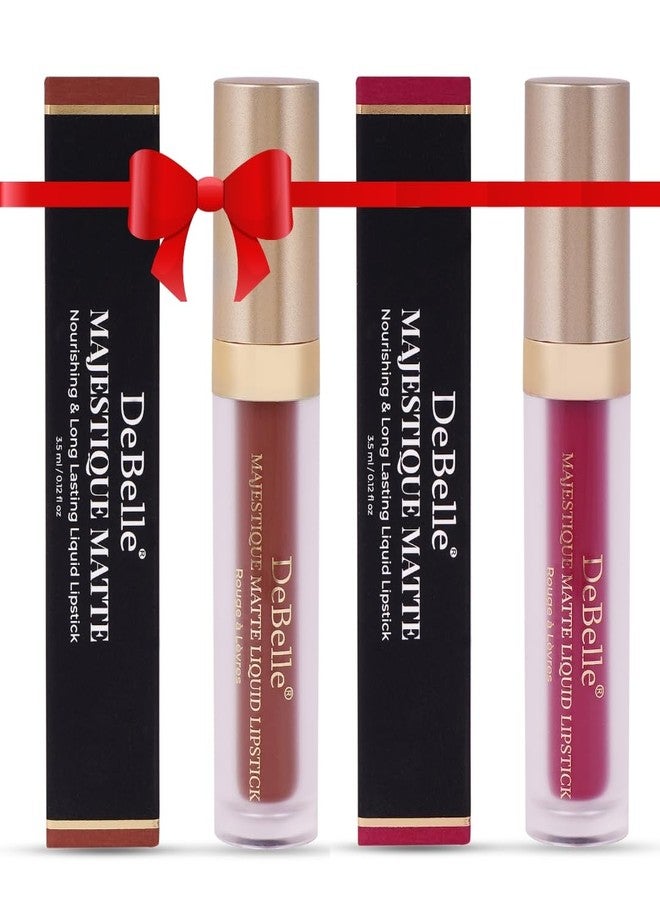 دي بيلي مجموعة أحمر شفاه سائل مطفي من ديبيل ماجستيك، قطعتان | لمسة نهائية مطفية | يدوم حتى 7 ساعات | لا يترك أثراً | مقاوم للتلطخ والماء | خفيف الوزن | (برونزي برناديت، كابرنيه غابرييل) - Image 1