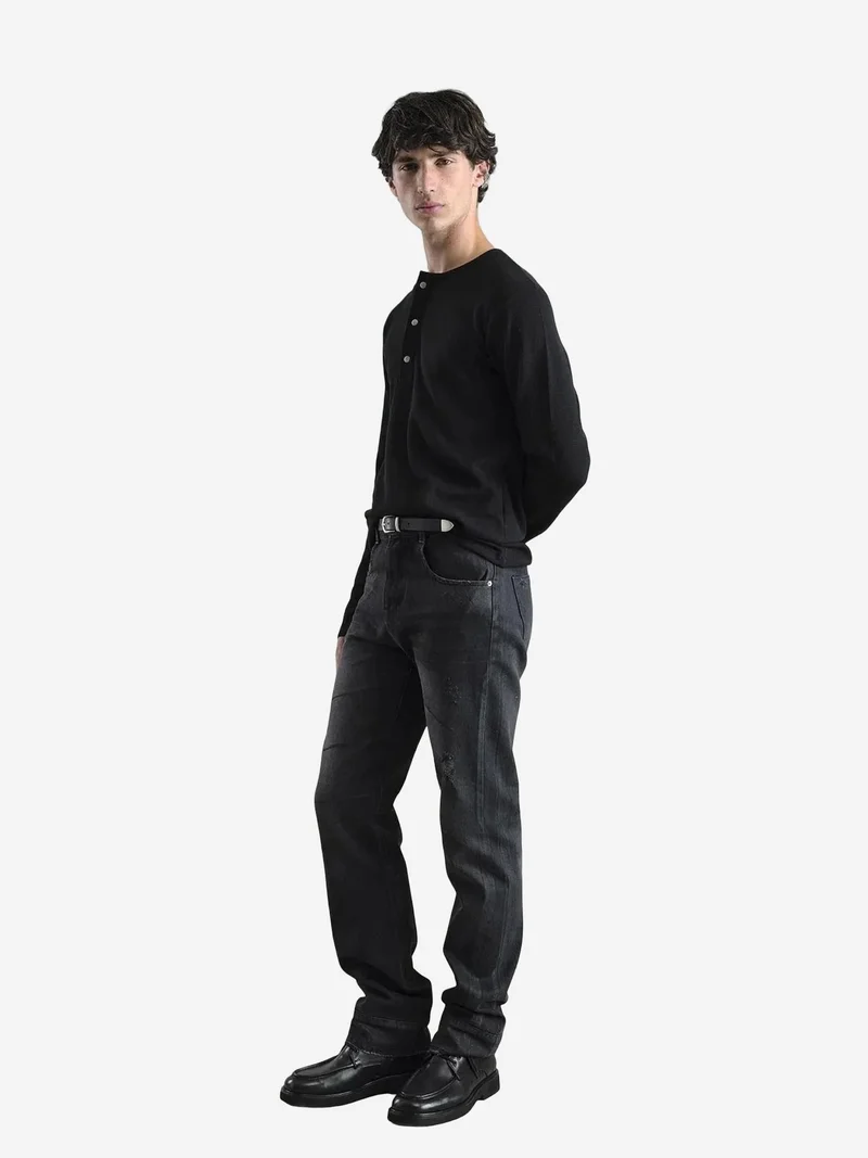 Giesto GIESTO Slim Fit Button Collar Long Sleeve T-Shirt