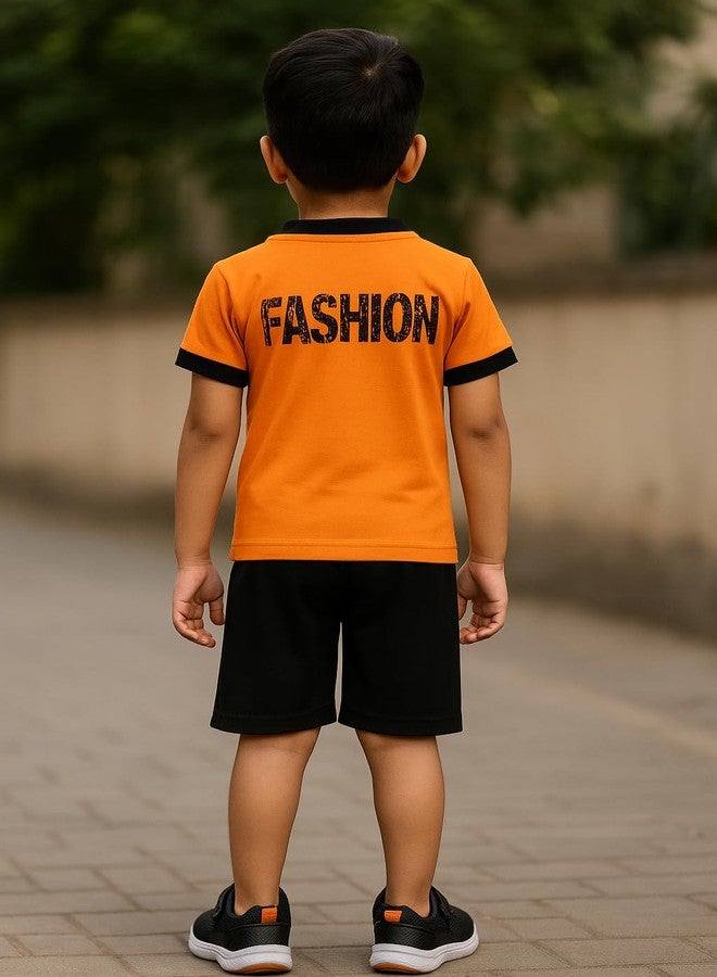 RIZZQ Kids Wear for Boys | Cotton Round Printed Neck Half Sleeve T shirt and Shorts Summer Dress for Baby Boys (3-4 Year, Bear Family) - Image 2