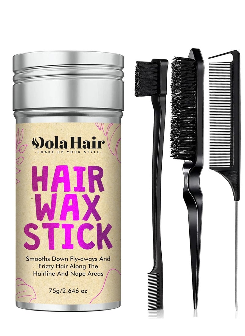 Dolahair Dolahair Hair Wax Stick - Flyaway Control and Styling Pomade for Kids, Women, and Men - Hair Bun Maker and Accessorie Slick Back Hair Brush  - Image 1
