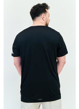 Adidas Men Regular Fit Brand Logo Short Sleeve Running T-Shirt, Black  - Image 3