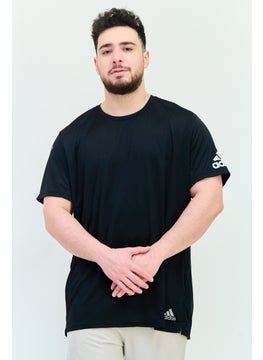 Adidas Men Regular Fit Brand Logo Short Sleeve Running T-Shirt, Black  - Image 1