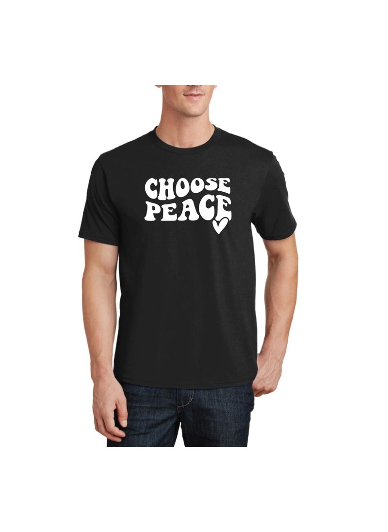 PRINTSHOP4ME - Peace Love Men's T-Shirt–Cotton Half Sleeve Round Neck Soft&Breathable Fabric Casual Wear For Everyday Comfort|Gift For Special Events - Image 1