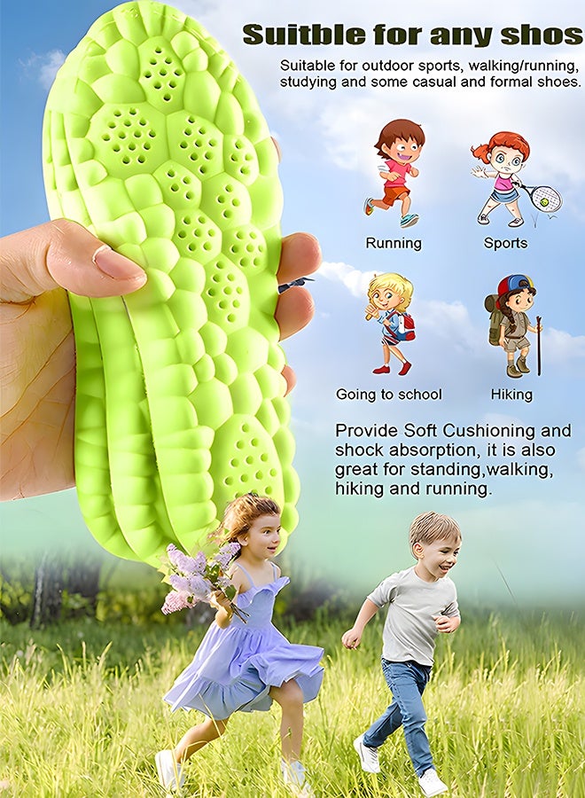 Children's Soft Cushioning Shoe Insoles, Anti Fatigue Odor-Resistant Breathable Insoles with U-Heel Cup, 3D Popcorn Structure PU Inserts for Kids Casual/Sports/Formal Shoes, Cut to Fit - Image 5