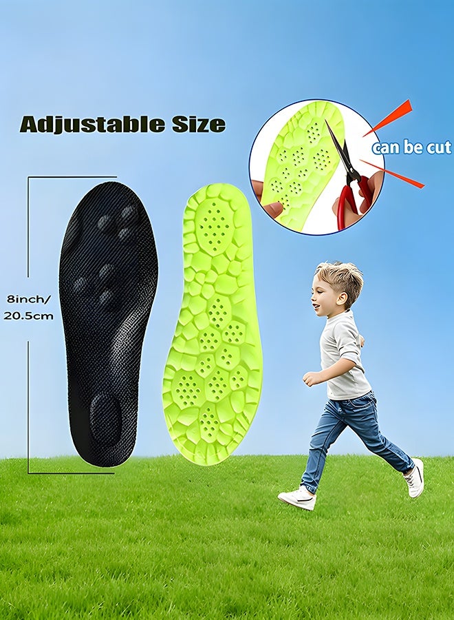 Children's Soft Cushioning Shoe Insoles, Anti Fatigue Odor-Resistant Breathable Insoles with U-Heel Cup, 3D Popcorn Structure PU Inserts for Kids Casual/Sports/Formal Shoes, Cut to Fit - Image 2