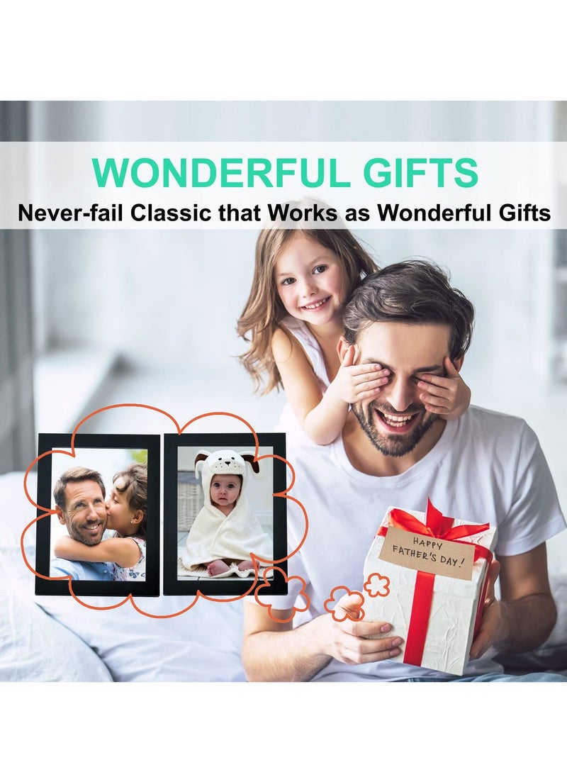 2Pcs 5x7 Inch Wooden Picture Frame, Natural Wood Picture Frame with Acrylic Plexiglass for Displaying Picture, Tabletop and Wall Mounting Display (Black) - Image 3