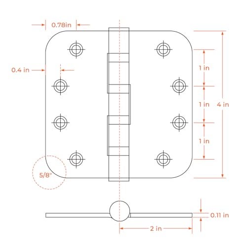 Haidms 304 Stainless Steel Black Ball Bearing Door Hinges for Exterior & Interior Doors 4in Stainless Steel Heavy-Duty Door Hinges Black 4inch, 5/8'' Radius Corners 3PACK - Image 2