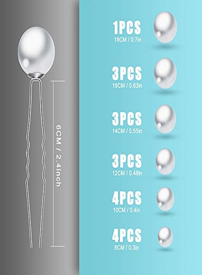 SAVITA 18 Pcs 6 Sizes Pearl Hair Pins Bridal Hair Pieces Pearl Bobby Pins For Wedding, Bride, Bridesmaid, Girls, Women(Silver) - Image 2