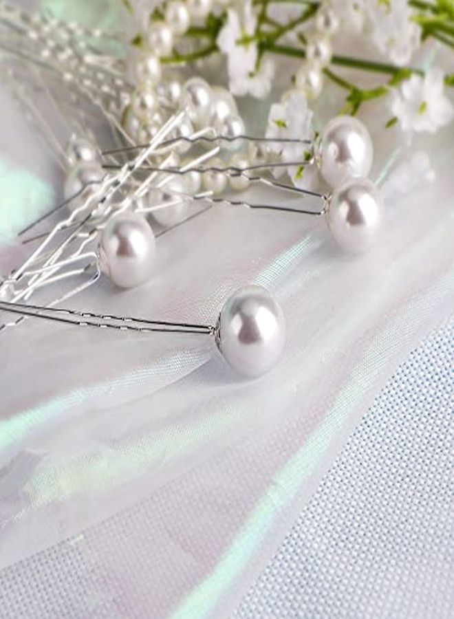 SAVITA 18 Pcs 6 Sizes Pearl Hair Pins Bridal Hair Pieces Pearl Bobby Pins For Wedding, Bride, Bridesmaid, Girls, Women(Silver) - Image 4