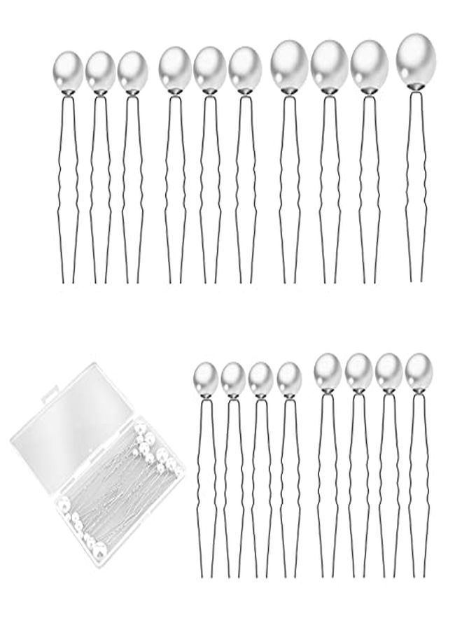 SAVITA 18 Pcs 6 Sizes Pearl Hair Pins Bridal Hair Pieces Pearl Bobby Pins For Wedding, Bride, Bridesmaid, Girls, Women(Silver) - Image 1