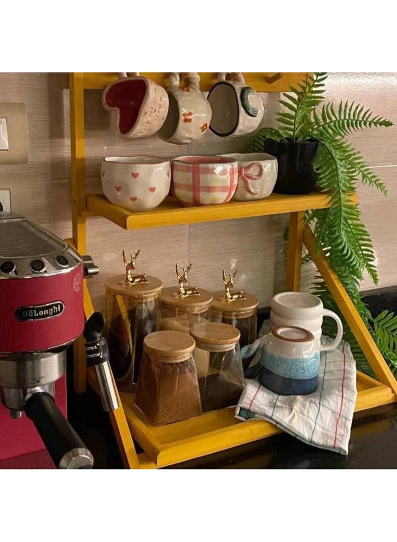 Wooden Coffee Corner Organizer and Beverage Station (Mini Coffee Corner Rack) - Image 2