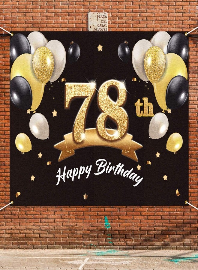 PAKBOOM Happy 78th Birthday Banner Backdrop - 78 Birthday Party Decorations Supplies for Men - Black Gold 4 x 6ft - Image 5