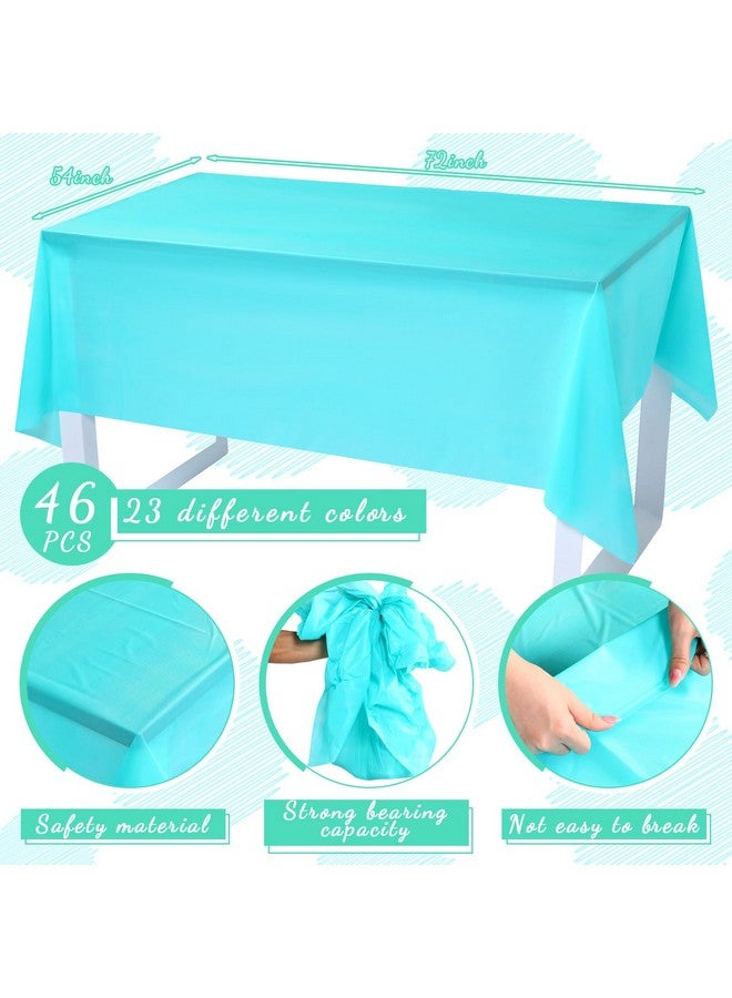 نيووي مجموعة من 46 مفرش طاولة مستطيل بلاستيكي من نيووي، للاستخدام مرة واحدة، مقاوم للماء، مناسب لحفلات أعياد الميلاد، مقاس 54 بوصة × 72 بوصة، مفارش طاولة ملونة للحفلات للاستخدام الداخلي والخارجي، 23 لونًا متنوعًا - Image 2