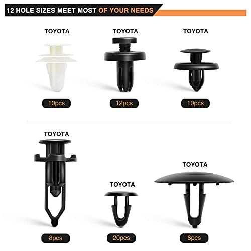 GOOACC 166 Pcs Car Retainer Clips &Screw Grommets - 12 Most Popular Sizes & Applications for GM Toyota Honda Nissan Mazda - Bonus Fastener Remover - Image 3