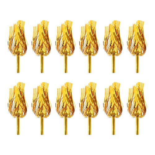 AMAROBA ,12 PC POM POM for School Dance , Cheerleaders POM POM for Kids and Adults 6 Set ( 12 PC ) (Gold) - Image 1