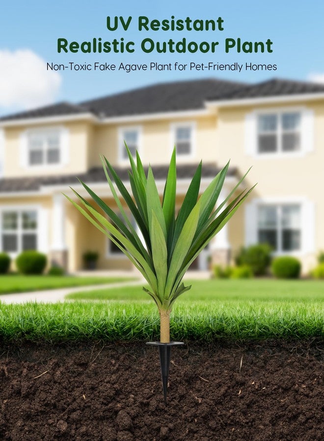 Velener Artificial Agave Plants Outdoor with Ground Spike, Set of 2 UV Resistant Fake Plants, Large Realistic Faux Succulents Plants for Indoor Outdoor Front Porch Garden-22 Inches - Image 5