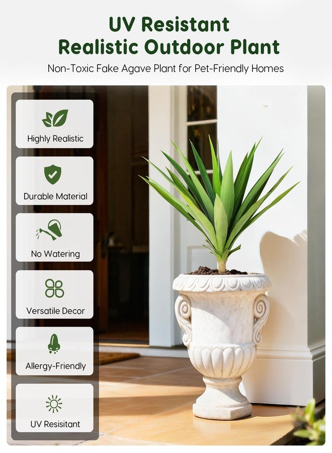 Velener Artificial Agave Plants Outdoor with Ground Spike, Set of 2 UV Resistant Fake Plants, Large Realistic Faux Succulents Plants for Indoor Outdoor Front Porch Garden-22 Inches - Image 4
