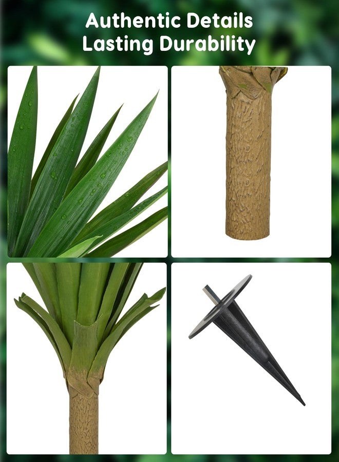 Velener Artificial Agave Plants Outdoor with Ground Spike, Set of 2 UV Resistant Fake Plants, Large Realistic Faux Succulents Plants for Indoor Outdoor Front Porch Garden-22 Inches - Image 3