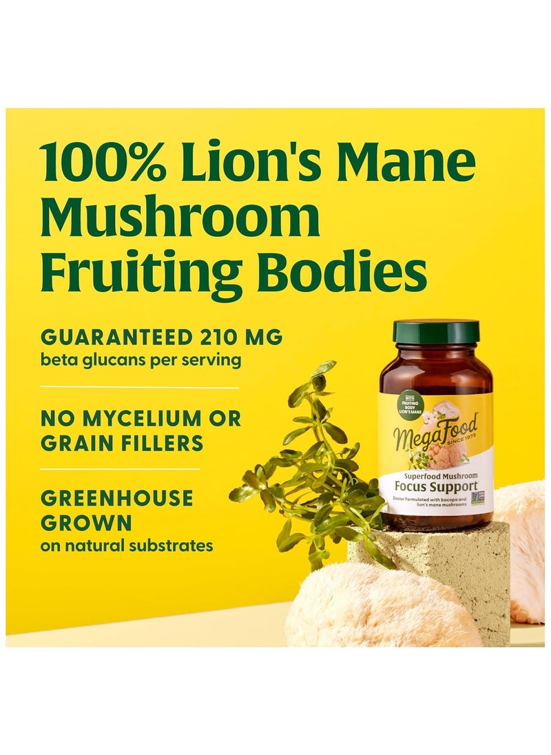 MegaFood MegaFood Superfood Mushroom Focus Support - DOCTORS FORMULATED WITH BACOPA  AND LIONS  MANE MUSHROOMS DIETARY SUPPLEMENT, 60 CAPSULES / 30 SERVINGS  - Image 4