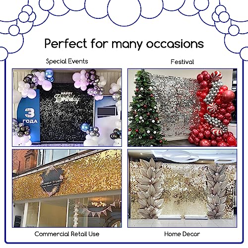 COKAOBE Light Gold Shimmer Wall Backdrop 24PCS Gold Sequins Backdrop Decoration Panels, Photo Backdrops for Birthday, Anniversary Wedding Engagement Decoration (Light Gold) - Image 4