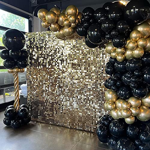 COKAOBE Light Gold Shimmer Wall Backdrop 24PCS Gold Sequins Backdrop Decoration Panels, Photo Backdrops for Birthday, Anniversary Wedding Engagement Decoration (Light Gold) - Image 5