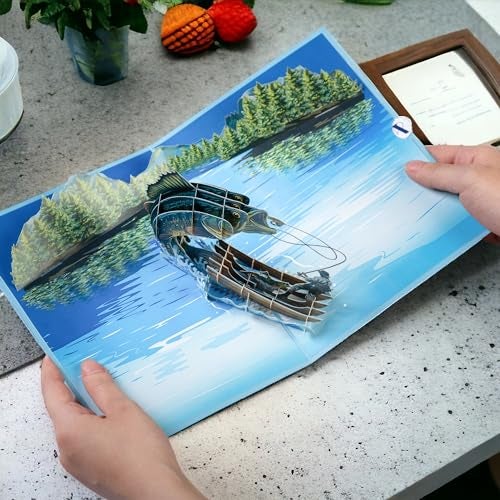 Rykamia Blank Pop Up Card - Fish Birthday & Father's Day Gift, Bass Fishing Theme, Retirement Card for Men - Image 4