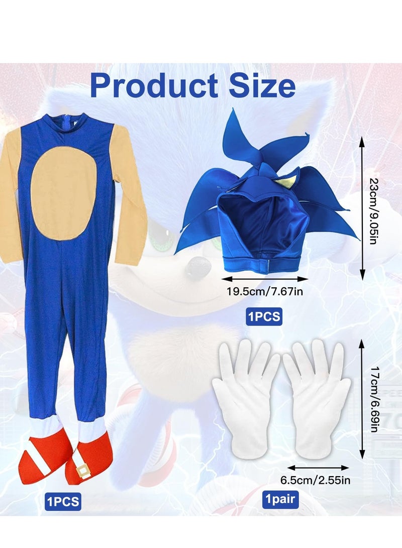 Kids Costume Anime Deluxe Hedgehog Dress Up Suit Onesie Boys Girls Carnival Party Jumpsuit M - Image 2