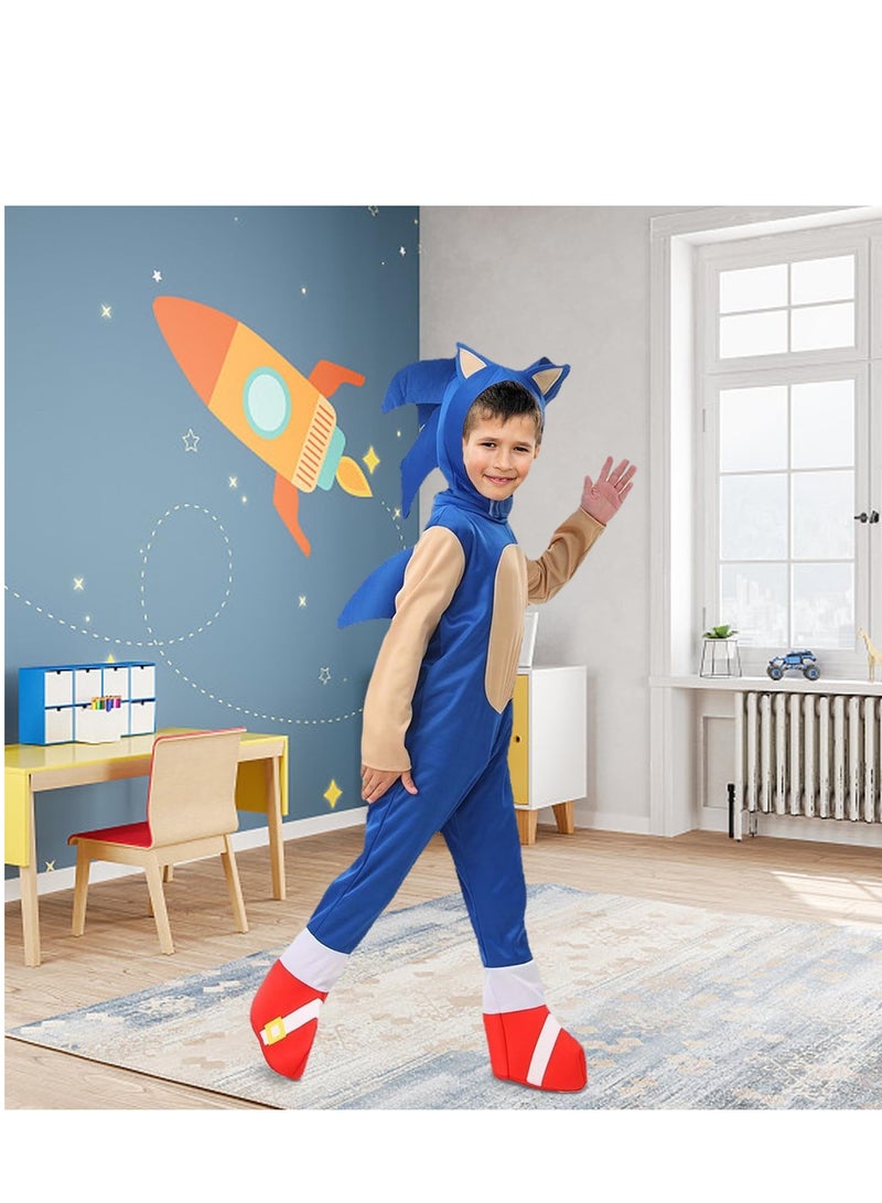 Kids Costume Anime Deluxe Hedgehog Dress Up Suit Onesie Boys Girls Carnival Party Jumpsuit M - Image 4