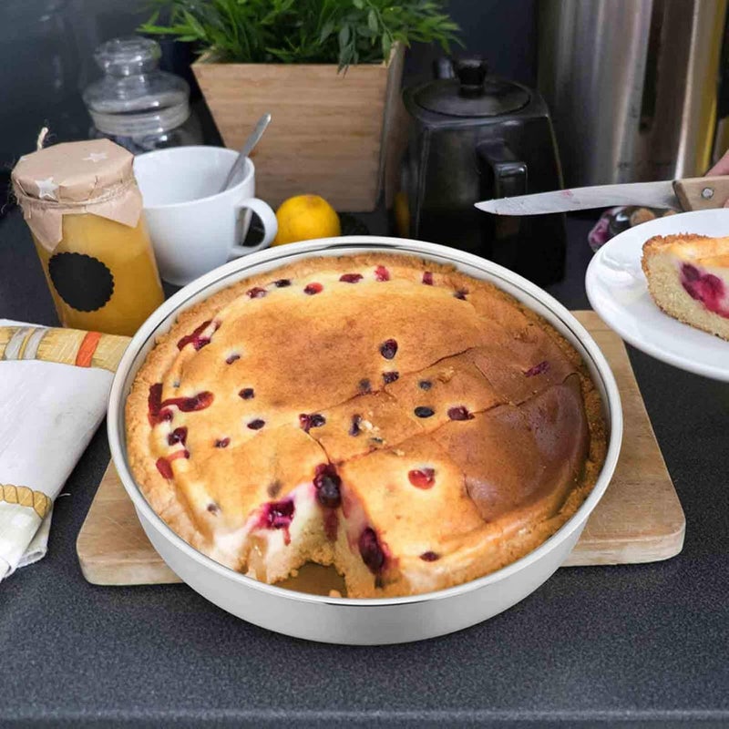 TeamFar 8 Inch Cake Pan, 3 Pcs Round Cake Pan Tier Cake Pan Set Stainless Steel, Healthy & Heavy Duty, Mirror Finish & Easy Clean, Dishwasher Safe - Image 5