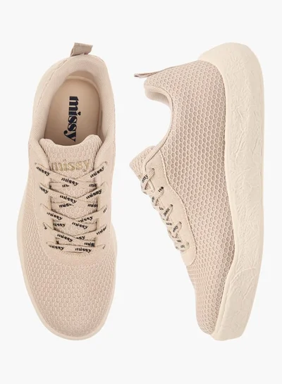 MISSY Women Missy Textured Sneakers with Printed Lace-Up Closure