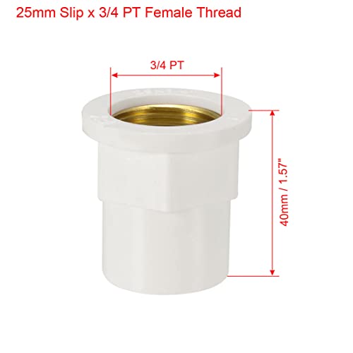 uxcell 25mm Slip x 3/4 PT Female Brass Thread PVC Pipe Fitting Adapter - Image 2