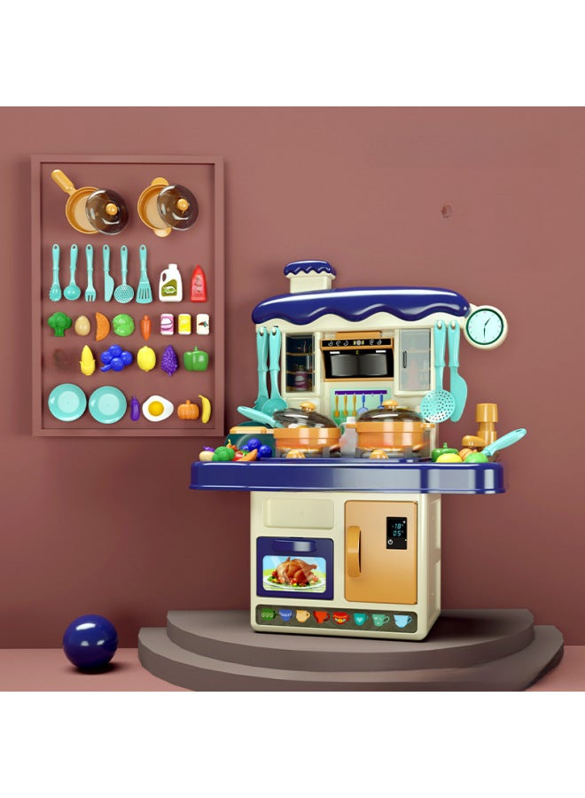 Play House Kitchen Toy Set Boys And Girls Simulation Cooking Kitchen Tableware Spray Water Sound And Light Sound Effect Gift Box-Specifications:NX219-66 Pink Kitchen Table With Spray E-commerce - Image 4