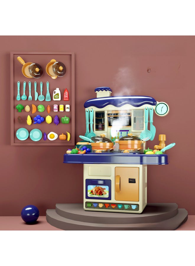 Play House Kitchen Toy Set Boys And Girls Simulation Cooking Kitchen Tableware Spray Water Sound And Light Sound Effect Gift Box-Specifications:NX219-66 Pink Kitchen Table With Spray E-commerce - Image 5