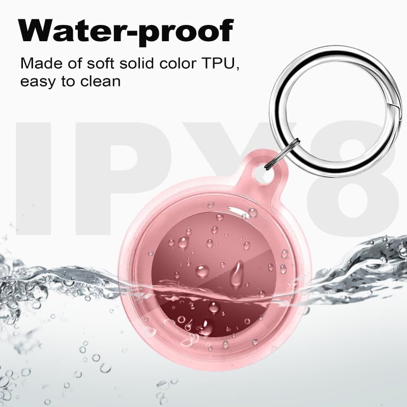 Foweroty 1|2|4 Pack IPX8 Waterproof Case for AirTag (2nd & 1st Gen), Full Body Holder Keychain, Anti-Scratch Cover for Apple Air Tags, Luggage, Pet Collar, Car Keys, Kids, Clear Pink - Image 2